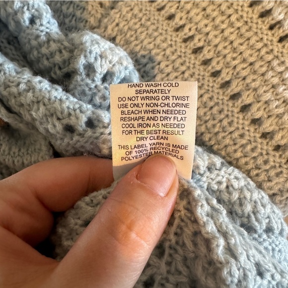 Pink Rose Light Blue Knit Sweater Size Medium - Picture 8 of 9